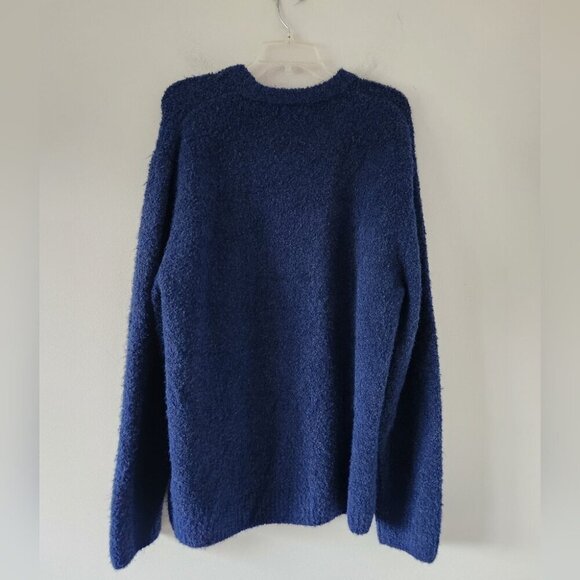 NWT ZARA | Boucle Crewneck Sweater Navy Blue Mens Sz XL - Picture 2 of 6